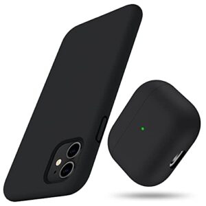 miracase liquid silicone cases compatible with iphone 11 6.1 inch(2019) and airpods pro(black)
