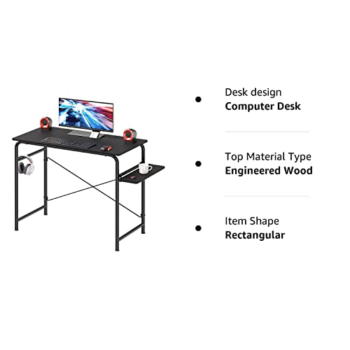 SHW Harrison 31-inch Home Computer Desk with Shelves, Black