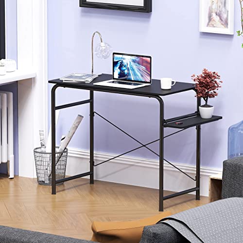 SHW Harrison 31-inch Home Computer Desk with Shelves, Black