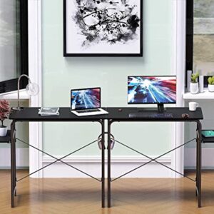 SHW Harrison 31-inch Home Computer Desk with Shelves, Black