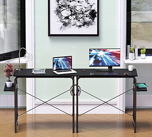 SHW Harrison 31-inch Home Computer Desk with Shelves, Black