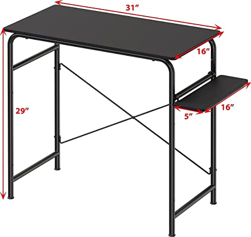 SHW Harrison 31-inch Home Computer Desk with Shelves, Black