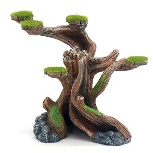 relaqcc reptile decor aquarium decorations artificial moss resin fish tank rocks simulation hollow tree leopard gecko trunk accessories aquarium view(small3085)