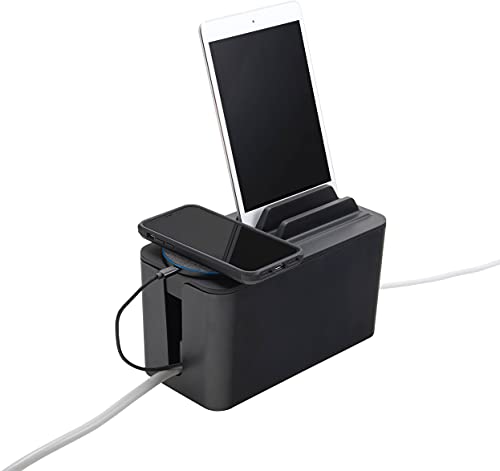 Bluelounge CableBox Mini Station Black Cable and Cord Management System - Small Surge Protector Included