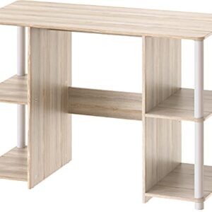 SHW Home Office Wood Desk with Double Sided Shelves, Oak