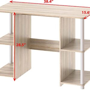 SHW Home Office Wood Desk with Double Sided Shelves, Oak
