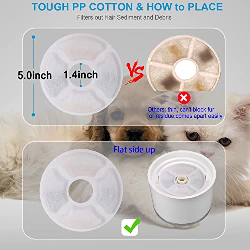 Cat Water Fountain Replacement Filter 16 Pack, BYEWIRE Pet Water Fountain Filter Replacement for Most Dog Cat Water Dispensers,Ion Exchange Resin and Activated Carbon Filters (16 PCS-round)