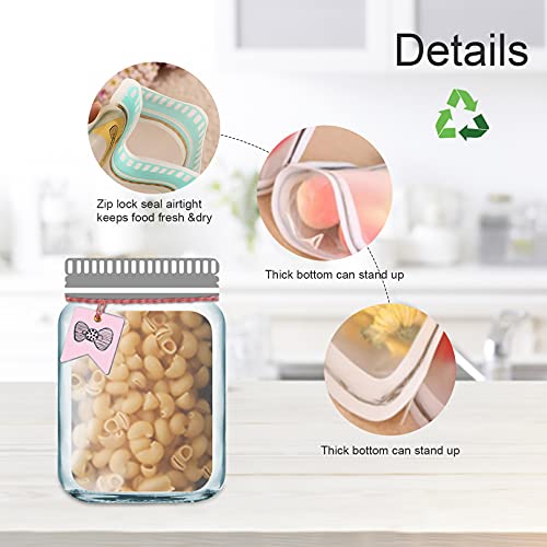 Enkrio 30Pcs Mason Jar Zipper Bags Reusable Food Storage Bags for Snack Nuts Cookies Portable Leakproof Food Saver Bag for Kitchen Travel Camping Picnic Organizer (10S 10M 10L)