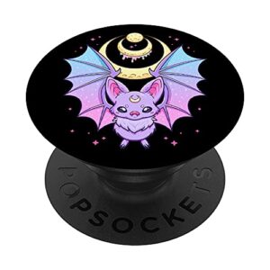 kawaii pastel goth cute creepy crescent moon bat popsockets swappable popgrip