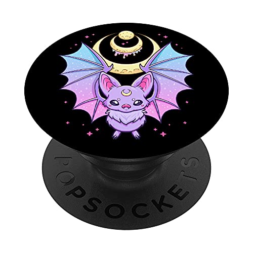 Kawaii Pastel Goth Cute Creepy Crescent Moon Bat PopSockets Swappable PopGrip