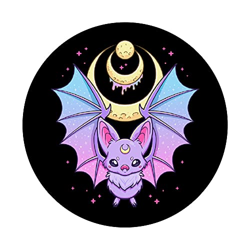 Kawaii Pastel Goth Cute Creepy Crescent Moon Bat PopSockets Swappable PopGrip