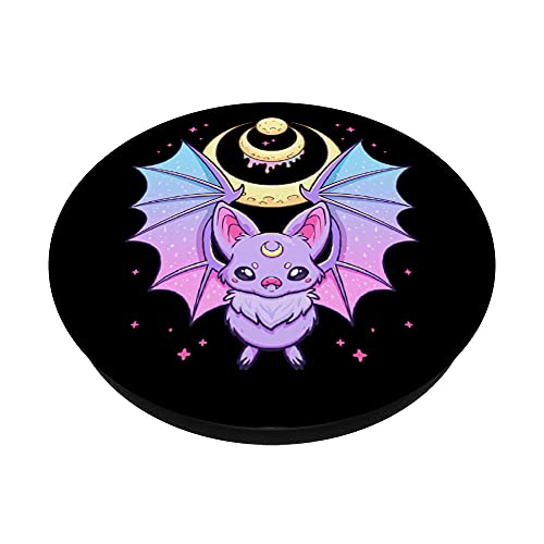 Kawaii Pastel Goth Cute Creepy Crescent Moon Bat PopSockets Swappable PopGrip