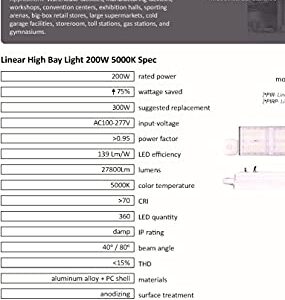 200W Linear High Bay LED Light with PIR Sensor