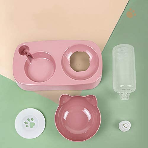 Aebor Gravity Water Bowl Cat Dog，Anti Wet cat Dog Mouth pad/Anti-Slip Base, Pet Automatic Water Dispenser with Detachable Bowl and 500ml Water Bottle, Pet Feeder for Small Medium Size Dog Cat (Green)