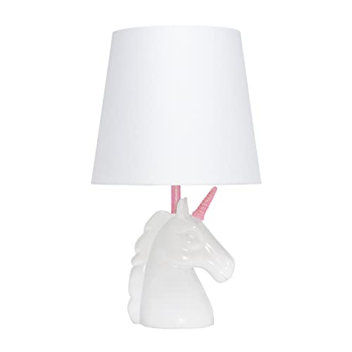 Simple Designs LT1078-PNK Sparkling Glitter Unicorn Table Lamp, Pink