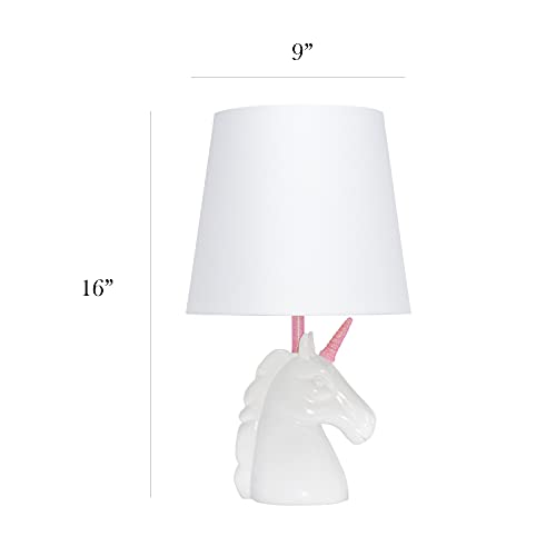 Simple Designs LT1078-PNK Sparkling Glitter Unicorn Table Lamp, Pink