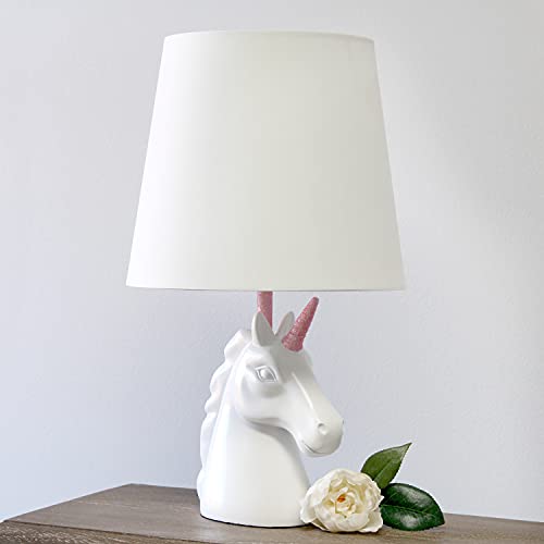 Simple Designs LT1078-PNK Sparkling Glitter Unicorn Table Lamp, Pink