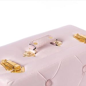 Vintiquewise Decorative Tufted Velvet Suitcase Treasure Chest Set of 2, Pink