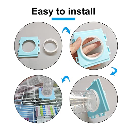 WishLotus Hamster Tunnel Pipe Fittings, 4pc 2.3 Inches Hamster Cage Tunnel Connector, Hamster Cage External Interface Accessories Hamster Cage Accessories Module (Blue, 2pc)