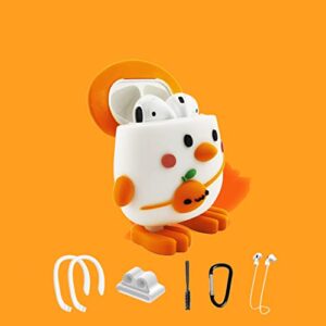 MOLOVA Case for Airpods 1&2 Case, Silicone 3D Cute Funny Cool Cartoon Skin Character Kawaii Fashion Stylish Airpods Design Cover with Keychain for Kids Girls Teens Boys (Lovely Duck Shape)