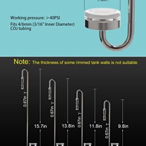 Clscea Aquarium Stainless Steel CO2 Diffuser Atomizer with Integrated Check Valve for Rimless Tanks 25cm