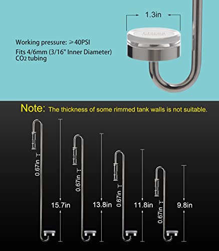 Clscea Aquarium Stainless Steel CO2 Diffuser Atomizer with Integrated Check Valve for Rimless Tanks 25cm