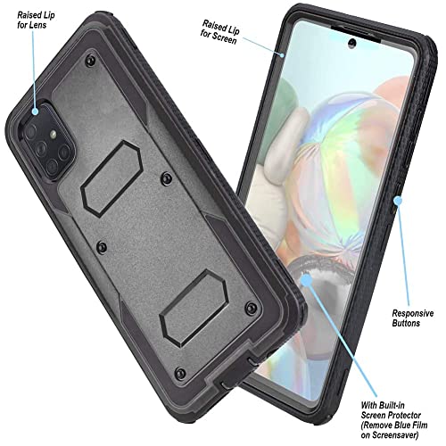 Holster Case for Samsung Galaxy A12 with Swivel Belt Clip, Built-in Screen Protector Heavy Duty Full Body Protection Shockproof Kickstand Cover for Outdoor Sports (Samsung A12)