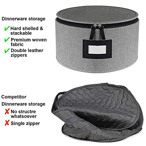 homyfort China Storage Containers Chest for Cups and plates Hard Shell and Stackable Tea Mugs Sets Storage Box with Lid and Handles