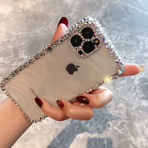 MOSEZA for iPhone 12 Pro Max Case Luxury Glitter Bling Silicone Rhinestone Cute Protective Phone Case for Women Girl for iPhone 12 Pro Max 6.7 inch