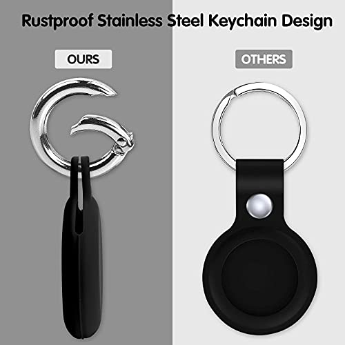 New AirTag Case 4 Pack Compatible with Apple AirTag(2021), Soft Washable Silicone Anti-Dust Protective Keychain Holder AirTag Case Black & White