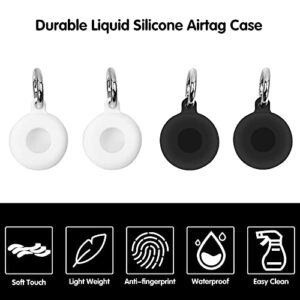 New AirTag Case 4 Pack Compatible with Apple AirTag(2021), Soft Washable Silicone Anti-Dust Protective Keychain Holder AirTag Case Black & White