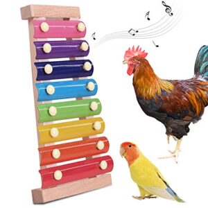 chicken xylophone toy hanging chicken pecking toys 8 metal keys suspensible wood xylophone toy suitable for chicken coop hens parrot medium and large birds