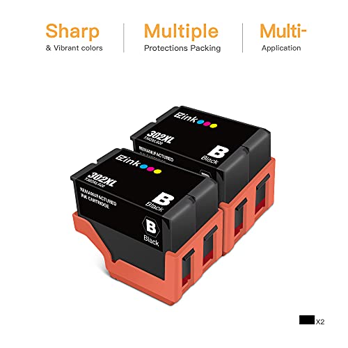 E-Z Ink (TM) Remanufactured Ink Cartridge Replacement for Epson 302XL 302 T302XL T302 to use with Expression Premium XP-6100 XP6100 XP-6000 XP6000 Printer (2 Black)