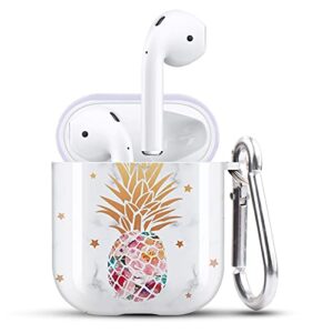 airpod 2 case, airpods 2 skin, apple airpod 2 case cover, cute luxury hard designer protective airpods case for girls women compatible with apple airpods charging case 2&1, cute pineapple