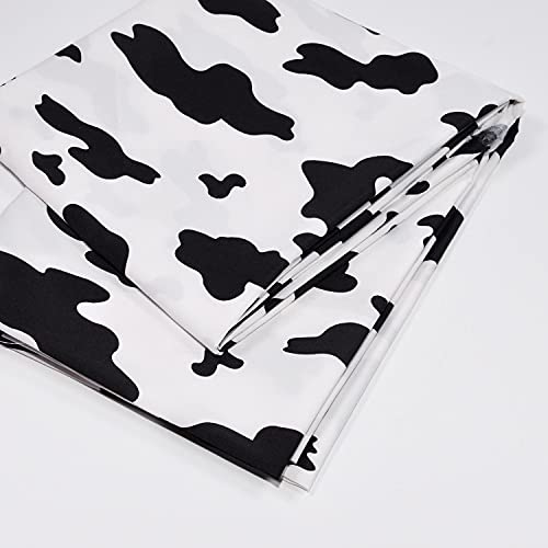 Yutone 59" Wide 4.0 OZ Fabric by 100% Polyester Cow Design Print Fabric,White/Black, for Party Derss by The Yard (White Ground)