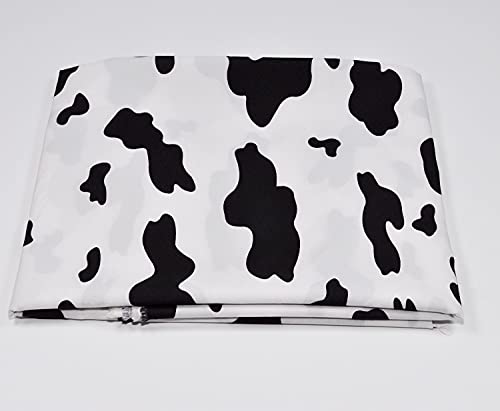 Yutone 59" Wide 4.0 OZ Fabric by 100% Polyester Cow Design Print Fabric,White/Black, for Party Derss by The Yard (White Ground)