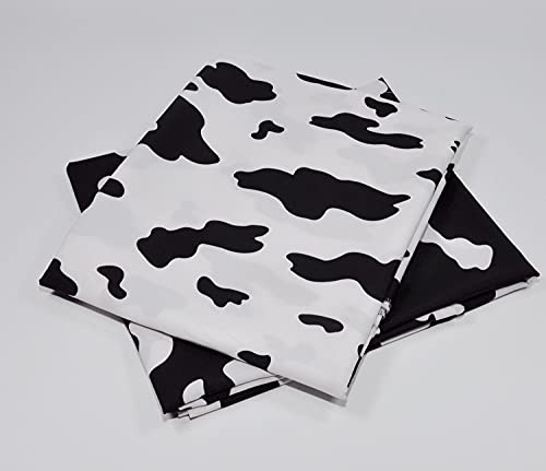 Yutone 59" Wide 4.0 OZ Fabric by 100% Polyester Cow Design Print Fabric,White/Black, for Party Derss by The Yard (White Ground)