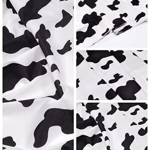 Yutone 59" Wide 4.0 OZ Fabric by 100% Polyester Cow Design Print Fabric,White/Black, for Party Derss by The Yard (White Ground)