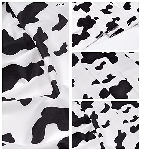 Yutone 59" Wide 4.0 OZ Fabric by 100% Polyester Cow Design Print Fabric,White/Black, for Party Derss by The Yard (White Ground)