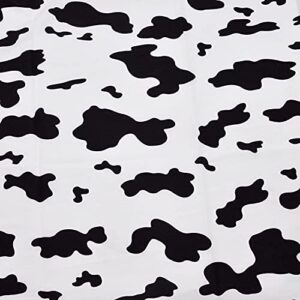 Yutone 59" Wide 4.0 OZ Fabric by 100% Polyester Cow Design Print Fabric,White/Black, for Party Derss by The Yard (White Ground)