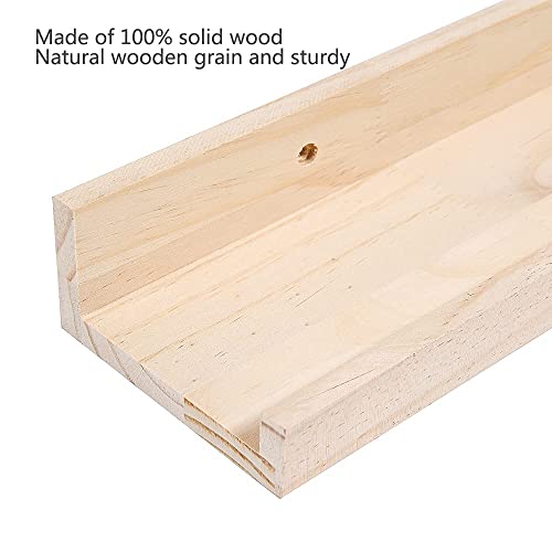 MBYD 24 Inch Floating Shelves Natural Wood Set of 3, Wall Mount Picture Ledge Wooden Wall Shelf for Home Decoration for Bedroom, Living Room, Office, Kitchen, 3 Same Dimensions