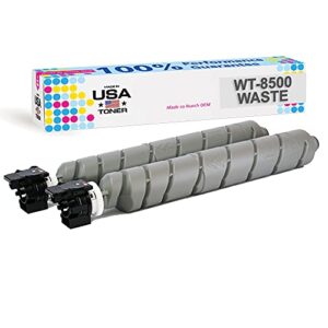 made in usa toner premium waste container for kyocera copystar p8060cdn, taskalfa 2553ci, 3252ci, 4002i, 5002i, 5052ci, 6052ci, wt-8500 (2 pack, waste containers)