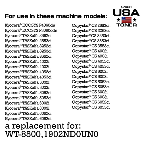 MADE IN USA TONER Premium Waste Container for Kyocera Copystar P8060cdn, TASKalfa 2553ci, 3252ci, 4002i, 5002i, 5052ci, 6052ci, WT-8500 (2 Pack, Waste containers)