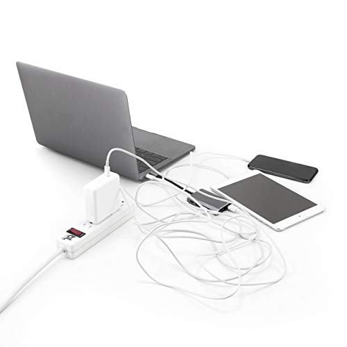 Bluelounge CableBox Mini Station White Cable and Cord Management System - Small Surge Protector Included