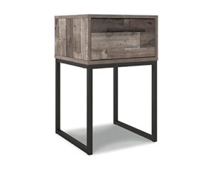 signature design by ashley neilsville industrial 1 drawer nightstand, butcher block gray