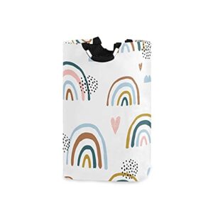 xigua cartoon rainbow laundry basket large laundry hamper 72l foldable dirty clothes toys organizer bag with handles for bathroom,bedroom,college dorm,kids room