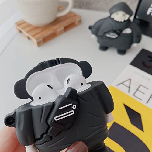 Airpod Case Cover, 3D Creative Sports Shoes Cute Cartoon Funny Fun, Soft Silicone Airpod Character Skin Keychain Ring, Girls Boys Teens Men Case for Airpods 1& 2 (Black, for Airpods 1/2)