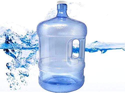 BPA Free Water Dispenser Base with Spigot & 5 Gallon Water Jug Set - Transparent Blue - for Countertops or Stands - Complete Set