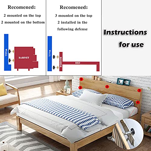 spasaling Headboard Stoppers, 4pcs Adjustable Bed Frame Anti-Shake Tool with Screw Couch Wall Spacer Headboard Stabilizer for Bedside Headboards, Cabinets, Loosening Sofas (1.18''-3.54'')