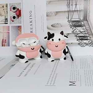 Compatible for Airpod Case 1/2 Cow, Cartoon 3D Silicone Protective Skin Cover for Airpod Case Cute Cow, Boys Girls Kids Teens Women Cute Kawaii Fashion Funny Cases for Airpods 1&2 (Cow)